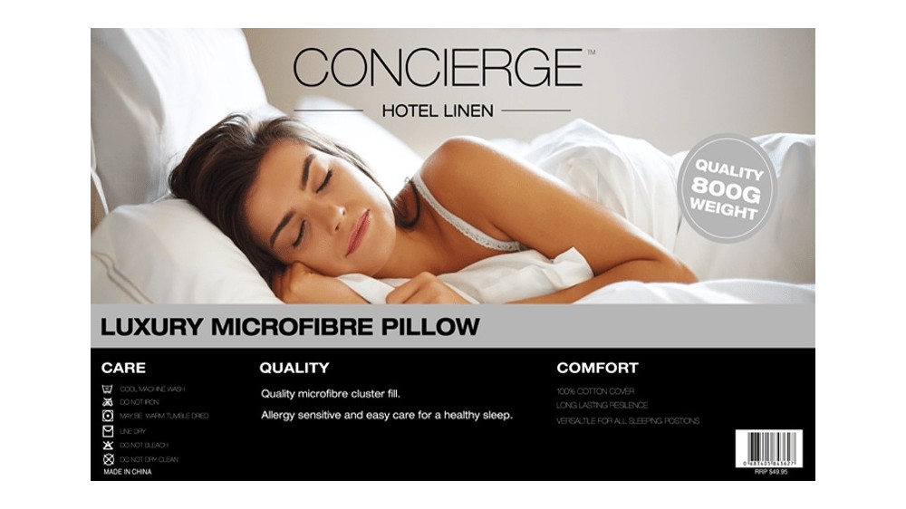 Concierge Hotel Linen Luxury Microfibre 800gsm Pillow Concierge Hotel Linen Luxury Microfibre 800gsm Pillow