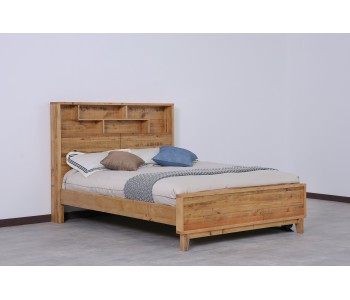 Frobe Timber Bookshelf Bed Frame