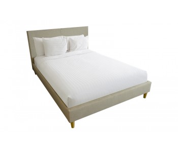 Rio Upholstered Bed Frame with Wooden Legs in Grey Colour 