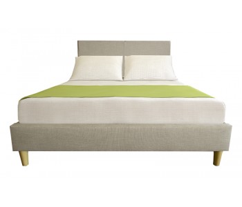 Rio Upholstered Bed Frame with Wooden Legs in Grey Colour 