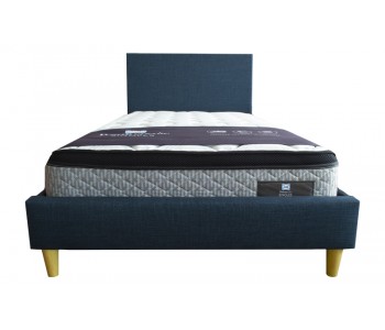 Rio Upholstered Kids Bed with Wooden Legs - Navy