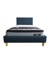 Rio Upholstered Kids Bed with Wooden Legs - Navy