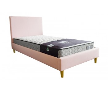 Rio Upholstered Kids Bed With Wooden Legs - Pink