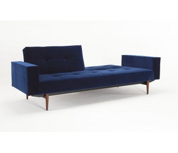 Splitback King Single Sofa Bed with Fabric Arms with Dark Styletto Legs - Innovation Living