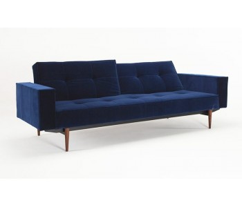Splitback King Single Sofa Bed with Fabric Arms with Dark Styletto Legs - Innovation Living