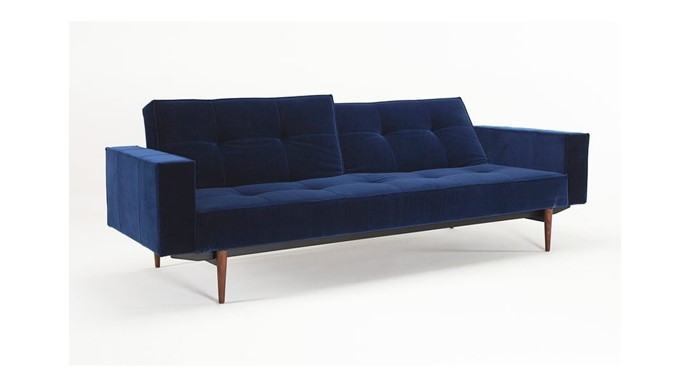 Splitback King Single Sofa Bed with Fabric Arms with Dark Styletto Legs - Innovation Living
