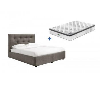 City Range Medium Soft Pocket Spring Mattress + Zuzuni Upholstered Slat Bed with Drawers