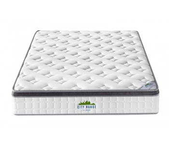 City Range Medium Soft Pocket Spring Mattress + Zuzuni Upholstered Slat Bed with Drawers