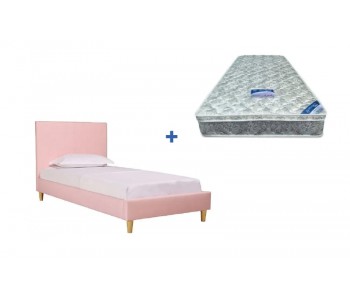 OP Deluxe Pillow Top Mattress + Rio Upholstered Bed Frame with Wooden Legs