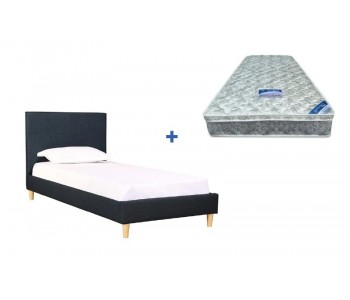 OP Deluxe Pillow Top Mattress + Rio Upholstered Bed Frame with Wooden Legs
