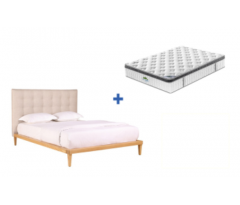 Bondi Timber Upholstered Bed Frame + City Range Medium Soft Pocket Spring Mattress